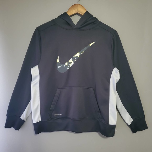 Nike Other - Nike Therma-Fit Hoodie Black Gray Camo Swoosh Youth XL